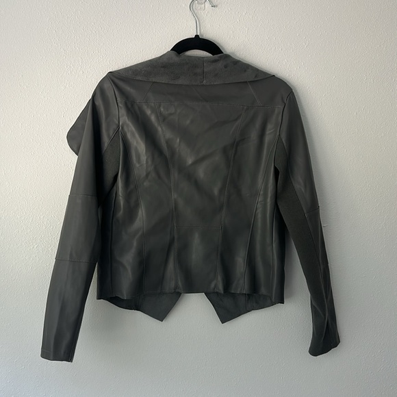 Bagatelle Grey Open Front Faux Leather Jacket - Picture 4 of 5